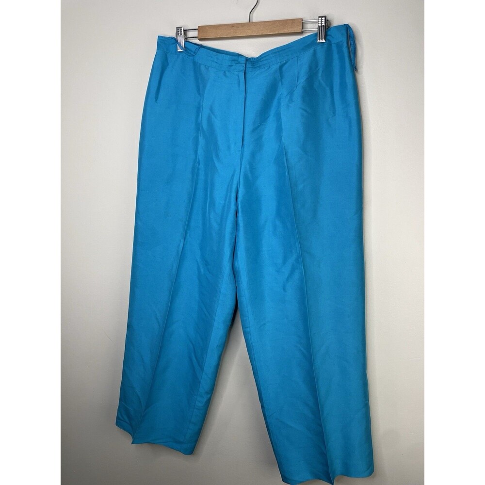 Lauren Ralph Lauren Pants Women's Size 16 100% Silk Trouser Blue Luxury Costal